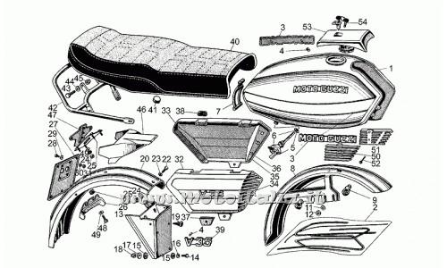ricambio per Moto Guzzi V35 - V 50 Acc. Elettronica 350-500 1977-1980 - Fiancatina dx grezzo - GU194762501
