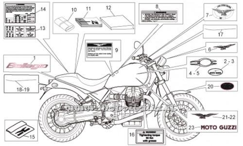 ricambio per Moto Guzzi Bellagio 940 2007-2013 - Decalco sx