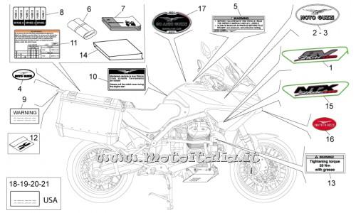 ricambio per Moto Guzzi Stelvio 1200 8V STD - NTX 2011-2015 - Decalco emissioni inquinanti - 887450