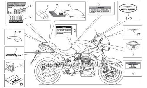 ricambio per Moto Guzzi 1200 Sport 2006-2007 - Decalco Engine Start - GU05944930