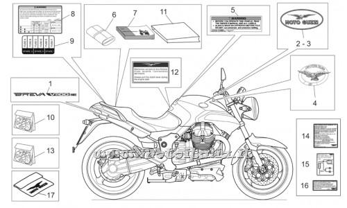 ricambio per Moto Guzzi Breva V IE 1100 2005-2007 - Decalco Engine Start - GU05944930