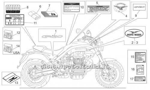 ricambio per Moto Guzzi Griso V IE 1100 2005-2008 - Decalco-serie - GU06923300