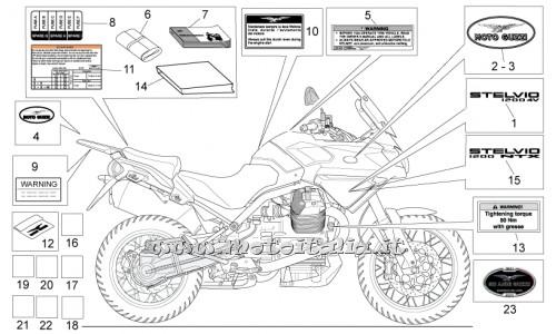 ricambio per Moto Guzzi Stelvio 1200 - NTX - ABS 1200 2009-2010 - Decalco emissioni inquinanti - 883770